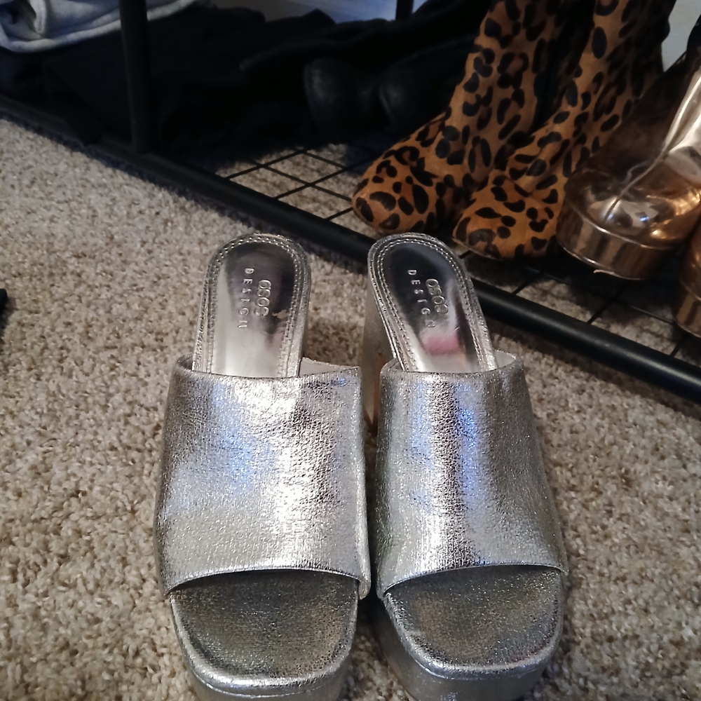 Silver Platform Mules - Picture 3 of 5